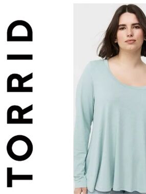 NWT TORRID Vintage Slub A-Line Scoop Neck Tee Long Sleeve Gray Mist Size 2